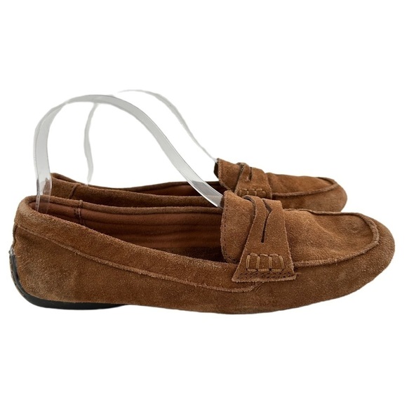 Womens suede flats size 7.5 brown penny loafers 
vintage y2k - Picture 1 of 14